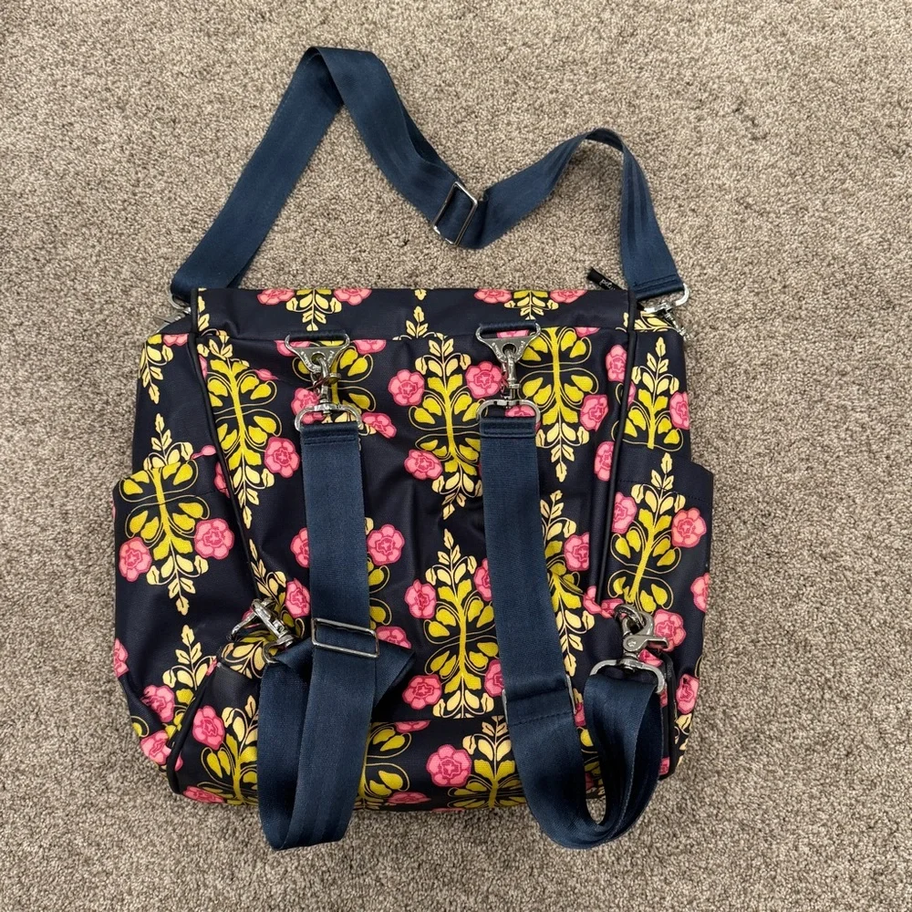 Petunia Pickle Bottom Seville Navy Floral Boxy Backpack Diaper Bag with Pad